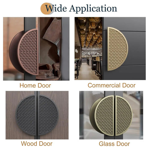 Gold Semi Circular Barn Door Handle Double Sided Push Pull Knob With Non Slip Bumps For Commercial And Home Use