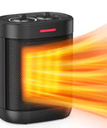 Ceramic Personal Space Heater For Office Desk And RV showing fast 3 second ceramic instant heat with controls on top, 1000W and 700W settings.