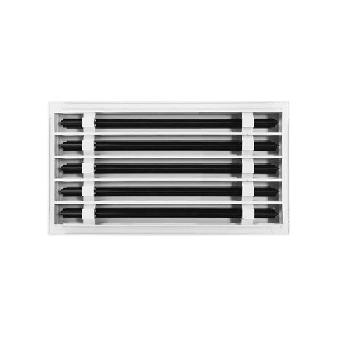 18x10 Modern AC Vent Cover In White Aluminum, Decorative Linear Slot Diffuser Air Register, front view showing grille slats