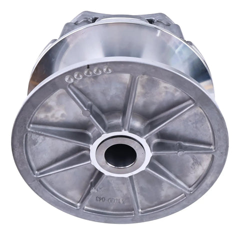 Diesel Drive Clutch For Club Car XRT 1500 And XRT 1550 Part 103828101 Replacement, Heavy Duty Beefed Up Performance Upgrade, Fits Club Car Utility Golf Carts, Includes One Clutch, 6 Month Warranty, silver metal clutch front view