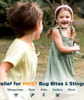 Bug Bite Venom Extractor Tool 2 Pack For Instant Itch Relief And Swelling, Portable First Aid Sucker For Hiking And Camping, Sting Relief In 30 Seconds, Summer Essentials For Kids And Adults. Girl holding white bug bite suction tool outdoors