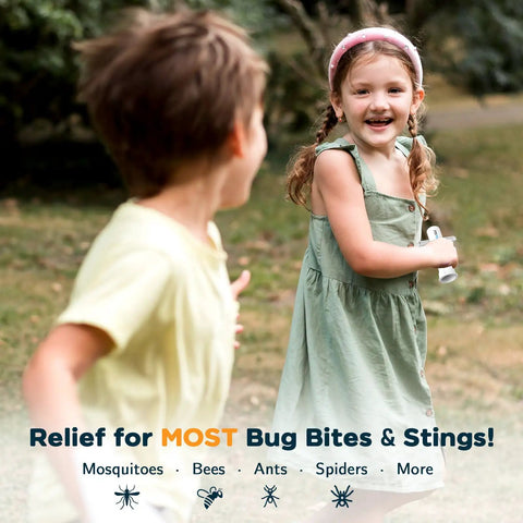 Bug Bite Venom Extractor Tool 2 Pack For Instant Itch Relief And Swelling, Portable First Aid Sucker For Hiking And Camping, Sting Relief In 30 Seconds, Summer Essentials For Kids And Adults. Girl holding white bug bite suction tool outdoors