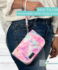 Diabetes Grab-And-Go Travel Case For Glucose Meter And Essentials, Portable Diabetic Organizer Bag, Glucometer Kit, Medical Supplies Pouch, Easy Everyday Diabetes Care, pink tie-dye wrist strap case