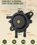 Universal Pulse Vacuum Fuel Pump For Small Engines OEM Replacement with specifications, ports visible