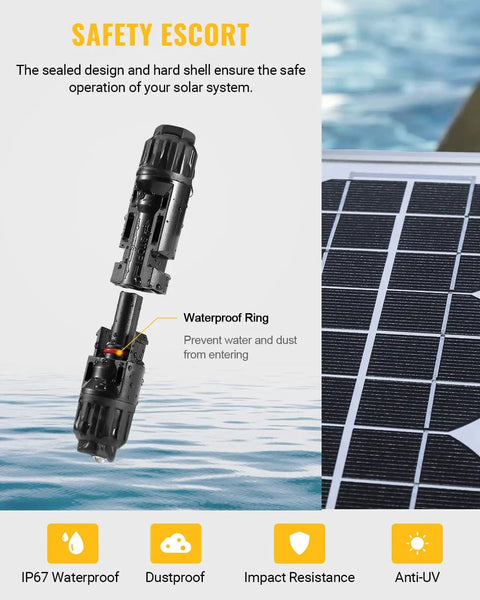 12 Pcs Solar Panel Connectors Set with Spanners for 10AWG Wire waterproof dustproof solar connector close-up