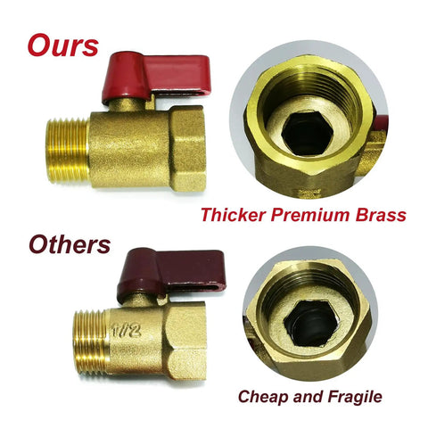 Comparison of Premium Brass Water Heater Replacement Fitting Half Inch Bsp Direct Swap Thread Built Tough for durability.