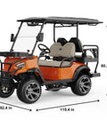 Heavy Duty Four Passenger Electric Shuttle Golf Cart With Ip67 Waterproof Frame, vivid orange, dimensions 52.4 x 115.4 x 80.3 in.