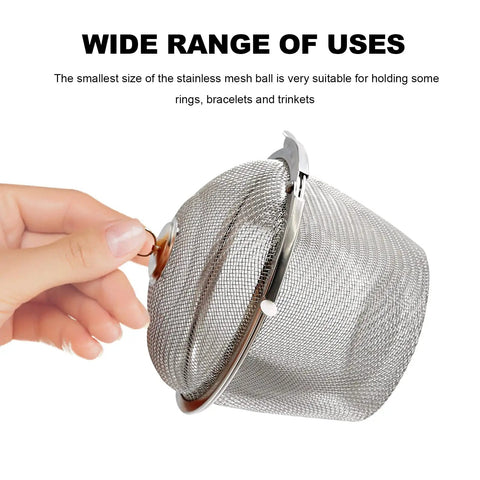 Heavy Duty 304 Stainless Steel Ultrasonic Cleaner Basket Set Slick Three Piece Jewelry And Small Parts Holder Kit, mesh ball holding rings.