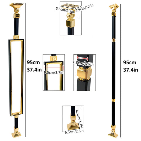 Premium Heavy Duty Aluminum Baluster Spindle Railing Kit With Slick Square Metal Posts And No Sweat Flat Brackets For Deck Stairs dimensions and details.
