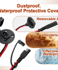 2-Pack SAE Quick Connector Harness With Sidewall Port, 1 Ft 12 AWG Male To Female Cable, Waterproof SAE Extension Cord features