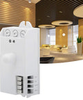 Smart Microwave Motion Sensor Switch 5.8GHz TDL1913 in pure white PVC, wall mount, shown in modern interior setting
