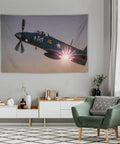 World War II Aircraft Airplane Print Large Polyester Wall Tapestry With Installation Kit in modern living room decor