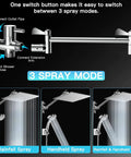 Diagram of 8 Inch High Pressure Rainfall Shower Head With 11 Inch Adjustable Extension Arm, 9 Settings Handheld Showerhead Combo