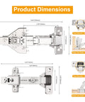 Product dimensions of 4 Pack 135 And 165 Degree Lazy Susan Hinges Slick Tool Free Clip On Setup For Corner Cabinets
