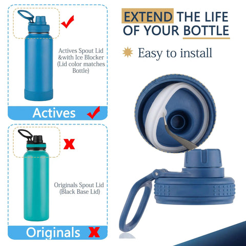 Water Bottle Lid Gasket Replacement Set For Takeya Actives 18oz 22oz 24oz 32oz 40oz 13 Pcs Leak Proof Rubber Seals O Ring Spout Lid Replacement For Hydration On The Go, blue spout lid