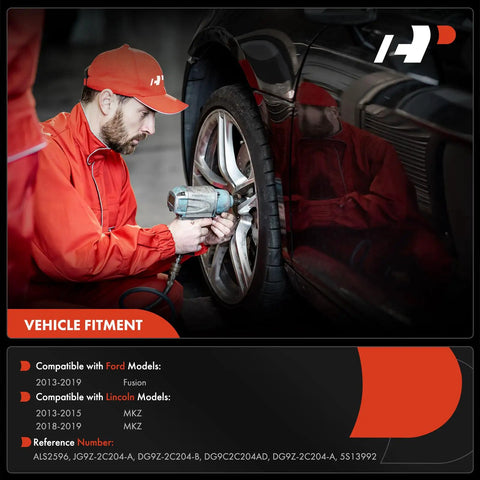 Mechanic installing Front Right Abs Wheel Speed Sensor For Ford Fusion And Lincoln Mkk 2013 To 2019 on a wheel.