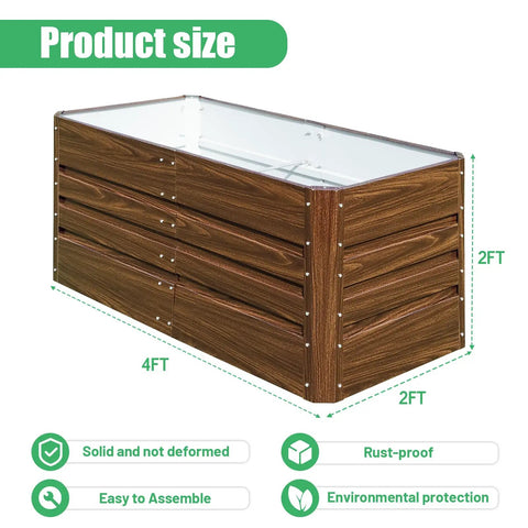 Two Pack 4x2x2 Ft Raised Garden Beds Outdoor Galvanized Planter Boxes Deep Root Planter For Veggies Flowers And Herbs Brown Finish Sturdy Metal Garden Boxes For Backyards And Patios