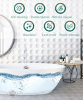 2 In 1 Bathtub Drain Plug Stopper Hair Catcher With Stainless Steel Filter Pop Up Drain Fits 1.6 To 2.0 Inch Holes In US Standard Tubs Easy Install Durable Rust Resistant Hair Trap For Quick Water Release in bathroom setting with bubbles in bathtub and tile wall. Features include anti-blocking and rapid drainage.