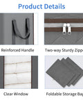 Massive 120L Blanket Storage Bags with reinforced handles, two-way zippers, clear window, and foldable gray design.