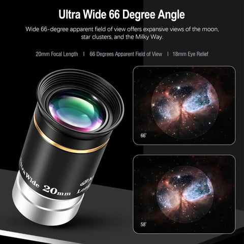 1.25 Inch Hd Fully Multi Coated Eyepiece With 66 Degree Ultra Wide Angle For Astronomy Telescopes, eye relief view example
