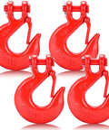 G80 Clevis Slip Hook With Safety Latch One Quarter Inch Chain Hooks Beefy Heavy Duty Winch Hook Forged Grade 80 Four Pack Tow Hooks