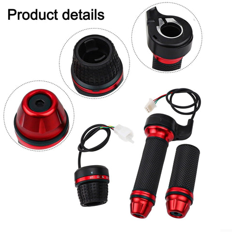 Four Gear Electric Bike Throttle Grip With ABS Rubber Handle For 48V 60V 72V Ebikes showing grips and connectors