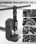 Multipurpose Chain Breaker And Rejoiner Tool With C Frame Includes Three Anvils And Three Break Pins Fits Most Drive And Cam Chains