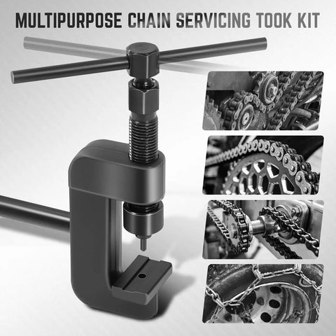Multipurpose Chain Breaker And Rejoiner Tool With C Frame Includes Three Anvils And Three Break Pins Fits Most Drive And Cam Chains