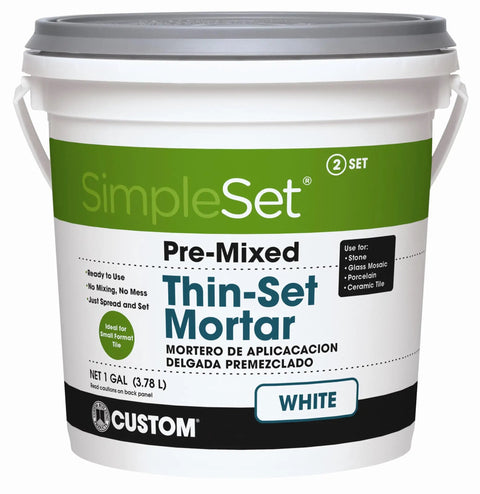 One Gallon White Pre Mixed Tile And Stone Thin Set Mortar For DIY Friendly Tile Installations, Ready To Use White Mortar