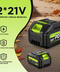 Dual 4.0Ah batteries for Powerful 580 CFM Cordless Leaf Blower with Dual Batteries, Brushless Motor, Lightweight Handheld Design.
