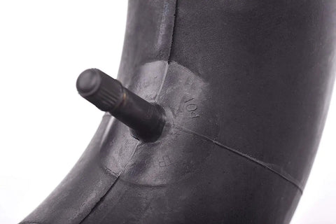 Close-up of valve stem on Beefed Up Heavy Duty Inner Tubes 13x4.00-6 for 6 inch rims, shows TR-13 straight valve stem detail.
