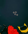 Copper Washers Kit For Hydraulic And HVAC Sealing, 40-Piece Flat Seal Washers 0.4 Inch with tools on dark background