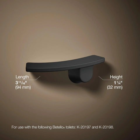 Betello Left Hand Trip Lever Matte Black for Betello Toilets, length 3-11/16 inches, height 1-1/4 inches, matte black finish