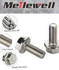 Stainless Steel Flanged Hex Bolts 1/4-20 X 3/4 Inch DIN 6921 A2-70 25 Piece Set, corrosion resistant, flange hex head screws