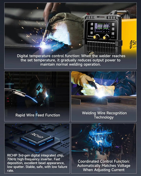MIG 200Pro Welder With 110/220V Dual Voltage And Large LED Display, 7 In 1 Stick Lift TIG MIG Sync Spool Gun Flux Spot Welding
