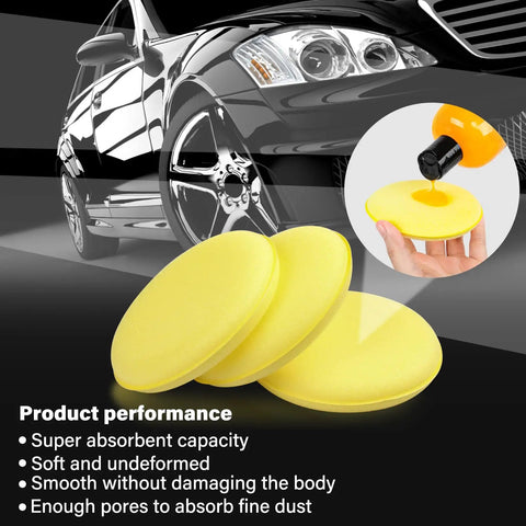 Pro Grade Foam Car Wax Applicator Pad Set 4 Inch Round Detailing Sponges High Density Foam Debris Free Durable Rebound 24 Pack Yellow