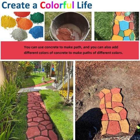 DIY Concrete Path Maker Molds 17 By 17 Inch 1.6 Inch Thick Irregular Stepping Stone Pavers in various colors for garden paths