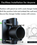 Badass Wall Mount J1772 EV Charger Holder Boasts A Slick Swivel To Clear Floor Space In Tight Garages Locks Type 1 Sae Plugs installation guide image showing dimensions and screw placement