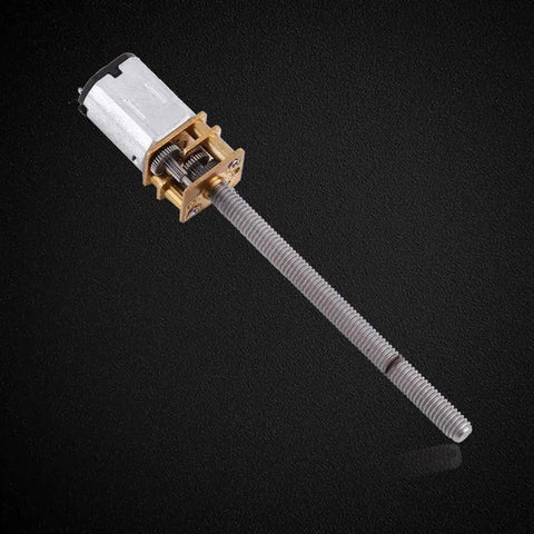 12V 400RPM N20 Micro Gear Motor with long output shaft on black background