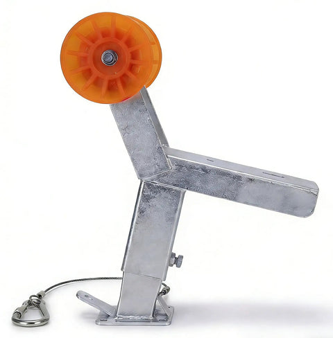Six Level Adjustable Boat Trailer Winch Stand With 17.3 To 22.0 Inch Post Range, Heavy Duty Winch Post Support with orange roller
