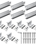 Six Pack Solar Panel Mounting Brackets Kit With 7.87 Inch Aluminum Rails And 30mm And 35mm End Clamps assortment