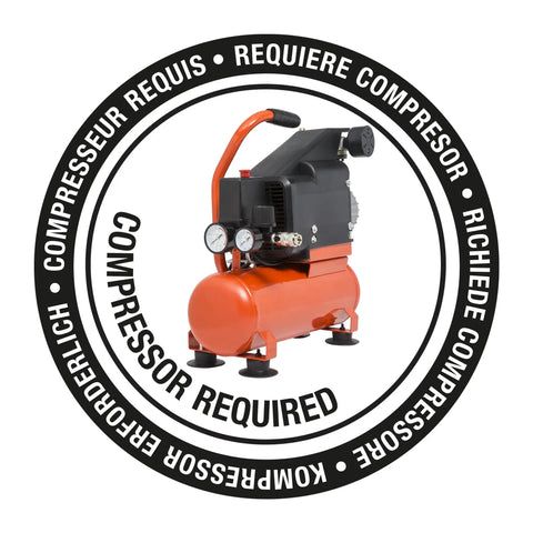 Real Deal Air Brad Nailer With Quick Release Bottom Load Magazine And 1000 18G Type 180 Brads To Knock Out Woodworking Projects In Bold Orange Carry Case with compressor attached.