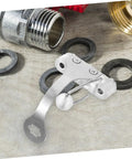 Close-up of Two Pack Epee Socket Replacement Brackets For Fencing Training Tool with metal components on wooden surface.