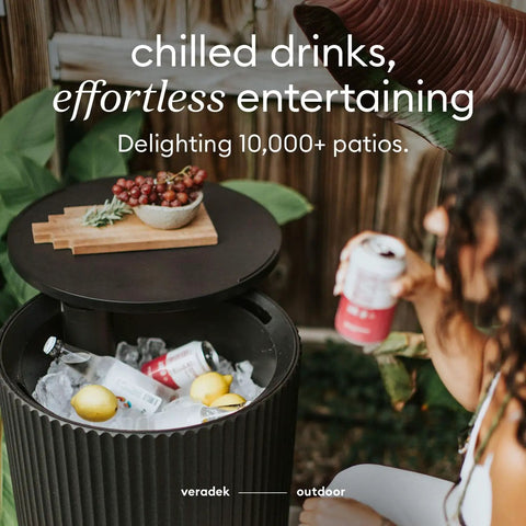 2-In-1 Outdoor Cooler Side Table In Black, Keeps 48 Cans Cold For 12 Hours, 40L Ice Capacity, Modern Patio Table With Built-In Cooler, Ideal For Balcony, Deck, Or Poolside Relaxation