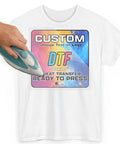Ready To Peel DTF Transfers For T Shirts Sweatshirts Aprons And More A Bold Vibrant Full Color Print Direct To Film Iron On Transfer with iron