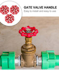 Red Cast Iron Gate Valve Handle Replacement Knob Set Three Pack Flat Bottom Shutoff Hand Wheel For Industrial Fluid Control Applications Workhorse Durable Heavy Duty Assemblies mounted on a valve.