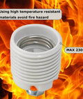 Built Rock Solid E26 Ceramic Screw Base Sockets With Premium Aluminum Shade Ring UL Listed Porcelain Lamp Holders for LED CFL Bulbs, fire-resistant design.