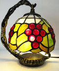 Grapes Tiffany Style Stained Glass Mini Table Lamp Night Light For Bedside And Living Room, 7 Inch Tall, Handcrafted Glass Craft