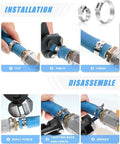 Installation and disassembly steps for 120 Piece Stainless Steel Single Ear Hose Clamp Kit With Pincer Tool, 12 Sizes