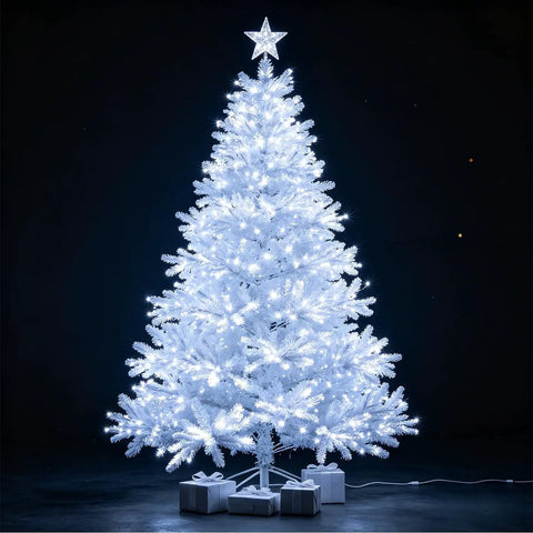 Extra Long 98.5Ft 300 LED String Lights Indoor Outdoor Plug In Waterproof Fairy Lights With 8 Modes illuminating white Christmas tree